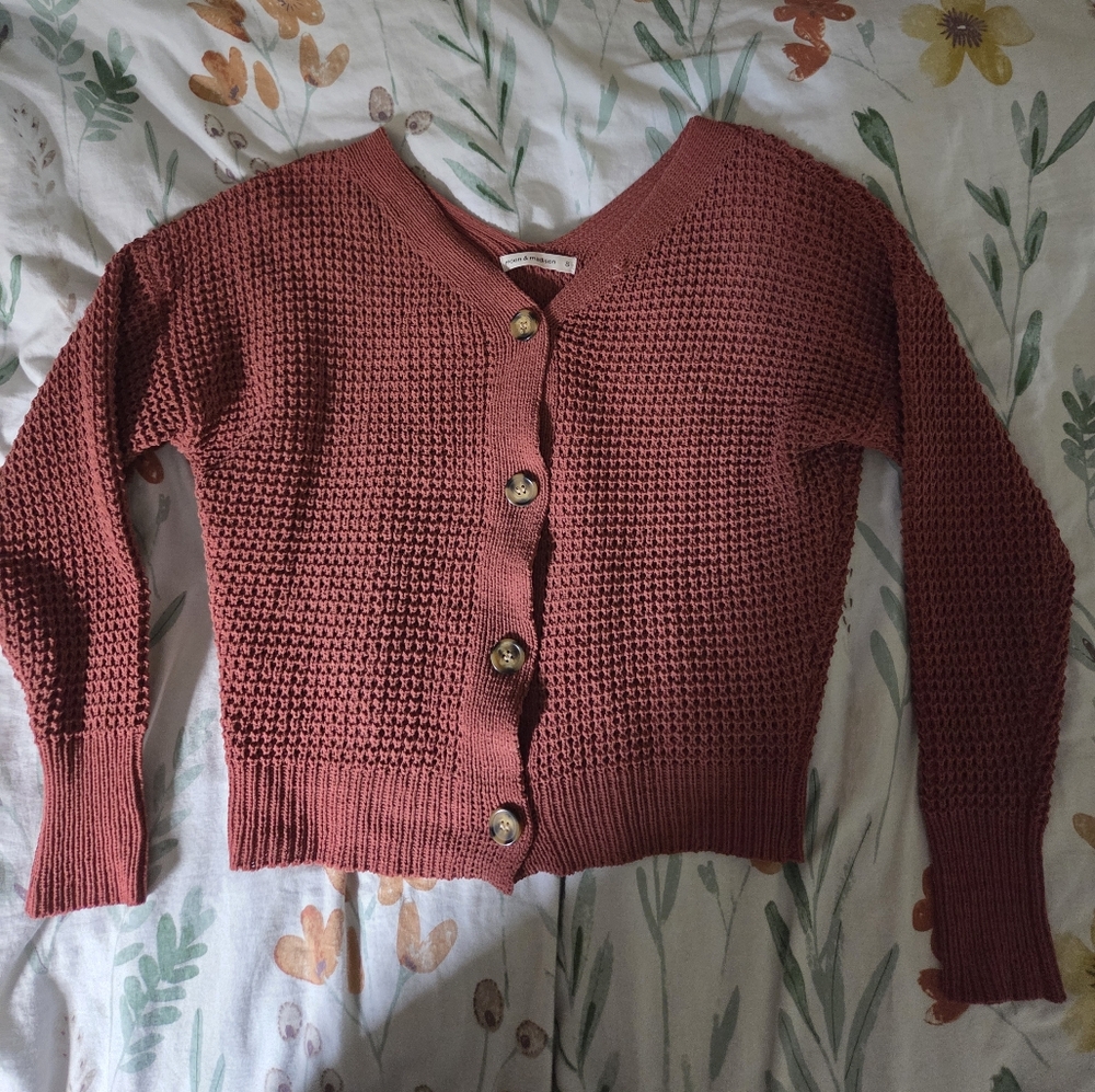 moon & madison Brick Red Cardigan Sweater